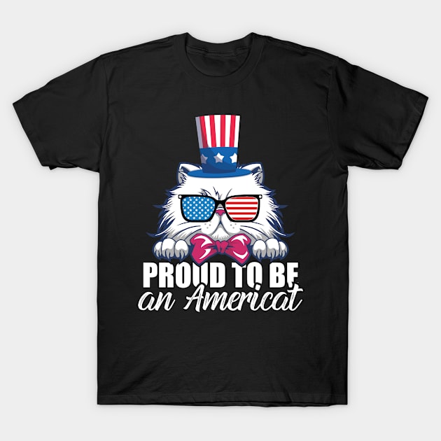 Patriotic American Cat Funny Americat Pun T-Shirt by FamiLane